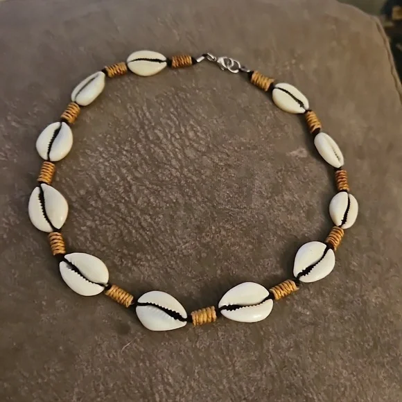 VTG Macrame Cowrie Shell Men's Surfer Festival Choker Necklace - Picture 2 of 6